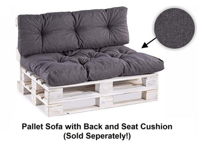 Cushion Seat Pad Backrest for Garden Pallet Sofa 120 x 80 Grey Tufted Quilted