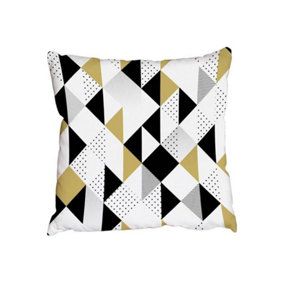 Cushions - Abstract Triangles. Gold black and white (Cushion) / 60cm x 60cm