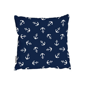 Cushions - Anchors on Navy Background (Cushion) / 45cm x 45cm