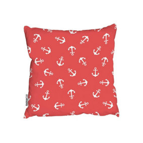 Cushions - Anchors on Red Background (Cushion) / 45cm x 45cm