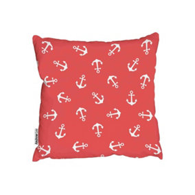 Cushions - Anchors pattern red (Cushion) / 45cm x 45cm