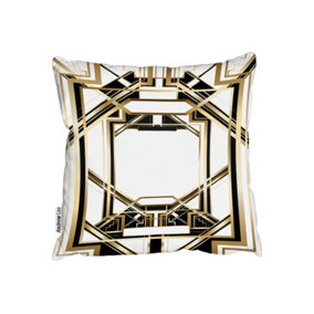 Cushions - Art Deco Golden Black Frame (Cushion) / 60cm x 60cm
