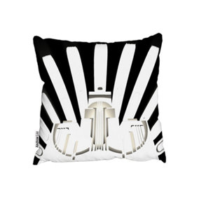 Cushions - Art Deco Skyscraper in Black & White (Cushion) / 45cm x 45cm