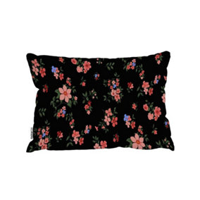 Cushions - Black and peach floral (Cushion) / 45cm x 30cm