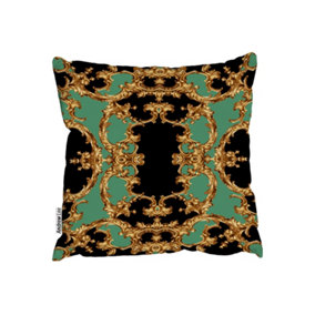 Cushions - Black & Green Baroque (Cushion) / 45cm x 45cm