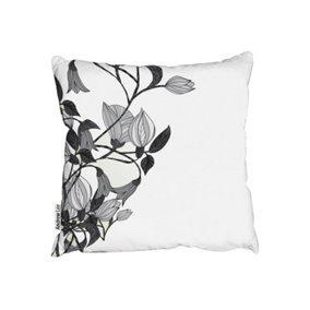 Cushions - Black & White Flower Illustration (Cushion) / 60cm x 60cm