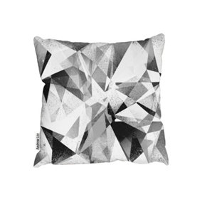 Cushions - Black & White Geometric Grunge Pattern (Cushion) / 60cm x 60cm