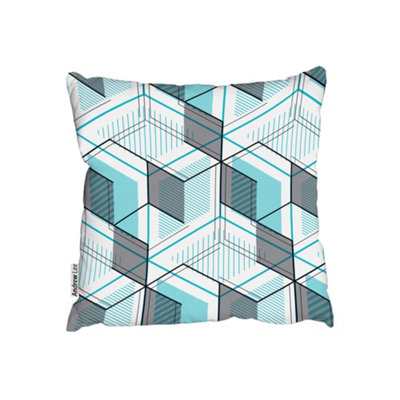 Cushions - Blue Geometric Hexagons (Cushion) / 45cm x 45cm