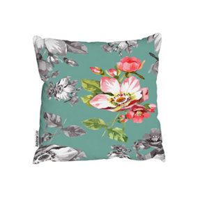 Cushions - Bright Flower on Green (Cushion) / 60cm x 60cm