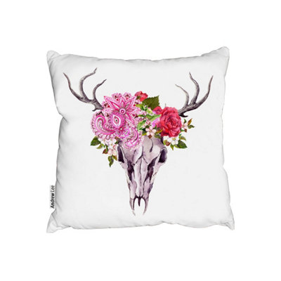 Cushions - Deer animal skull with flowers and feathers (Cushion) / 45cm ...