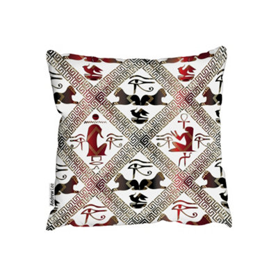 Cushions Egyptian Hieroglyphs in Red & Black (Cushion) / 60cm x 60cm