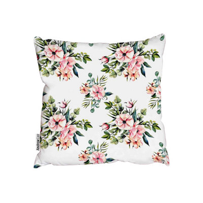 Cushions - Floral pattern with watercolor pink flowers (Cushion) / 45cm x 45cm