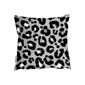 Cushions - Fluffy leopard grey and black print (Cushion) / 45cm x 45cm