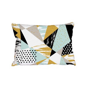 Cushions - Gold Blue and Black Shapes (Cushion) / 45cm x 30cm