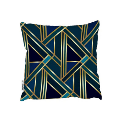 Cushions - Gold & Teal Geometric Pattern (Cushion) / 60cm x 60cm