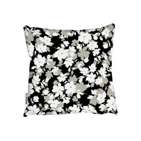 Cushions - Grey, White & Black Flowers (Cushion) / 45cm x 45cm