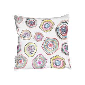 Cushions - Hand painted multicolor watercolor  geometrical pattern (Cushion) / 45cm x 45cm