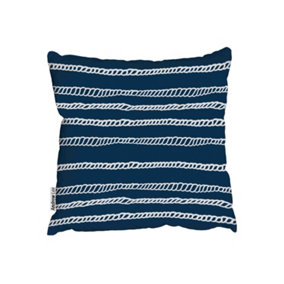 Cushions - Illustration with Rope ornament, navy blue marine textured backdrop. (Cushion) / 45cm x 45cm