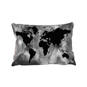 Cushions - MF Black and white world map (Cushion) / 45cm x 30cm