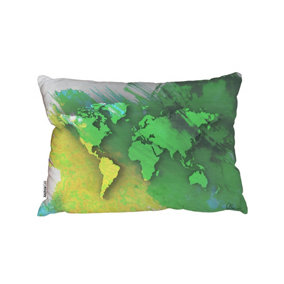 Cushions - MF World map yellow and green (Cushion) / 45cm x 30cm