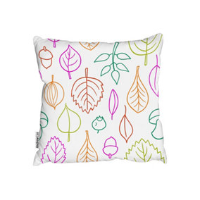 Cushions - Multi Colour Leaves Illustration (Cushion) / 45cm x 45cm