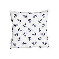 Cushions - Navy Anchors on White (Cushion) / 45cm x 45cm