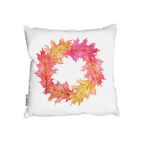 Cushions - Pink & Orange Autumn Reath (Cushion) / 45cm x 45cm