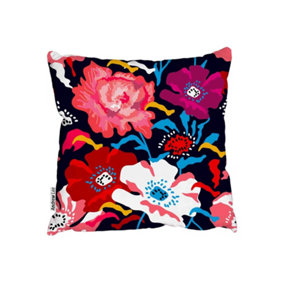 Cushions - Poppies and peonies on dark blue background (Cushion) / 60cm x 60cm