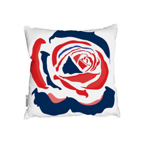 Cushions - Red & Blue Rose Print (Cushion) / 45cm x 45cm