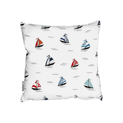 Cushions - Red & Blue Sailboats (Cushion) / 60cm x 60cm