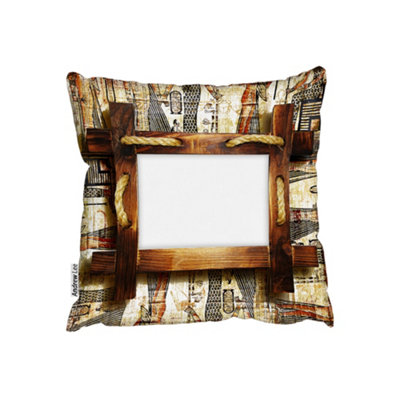 Cushions - Rustic Egyptian Wooden Frame (Cushion) / 60cm x 60cm