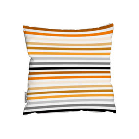 Cushions - striped pattern, orange black gray beige and brown (Cushion) / 60cm x 60cm