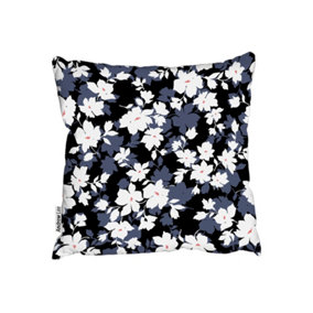 Cushions - White, Black & Purple Flowers (Cushion) / 45cm x 45cm