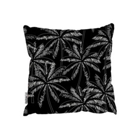 Cushions - White outline palm trees on the black (Cushion) / 45cm x 45cm