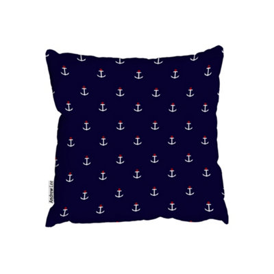 Cushions - White & Red Anchors on Navy (Cushion) / 45cm x 45cm