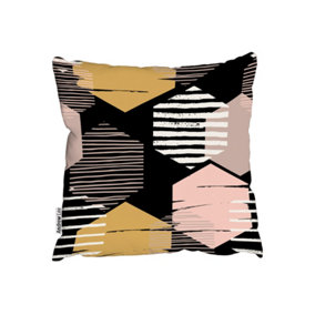 Cushions - Yellow, White & Pink Hexagons (Cushion) / 60cm x 60cm