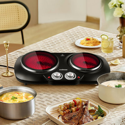 Cusimax 2100W Portable Infrared Ceramic Dual Hot Plate, lightweight ...