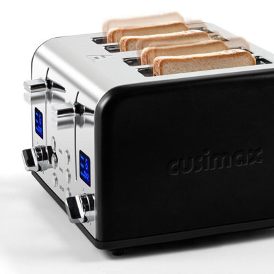 Cusimax 4 Slice Toaster, Stainless Steel, Dual Control Panels of 6 ...