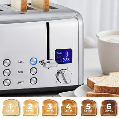 Cusimax 4 Slice Toaster, Stainless Steel, Ultra-Clear LED Display,6 ...