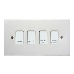 Customised Grid Switch Kitchen Control Panel - 4 Gang (White)