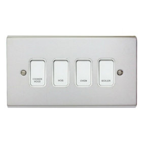 Customised Grid Switch Kitchen Control Panel - 4 Gang (White