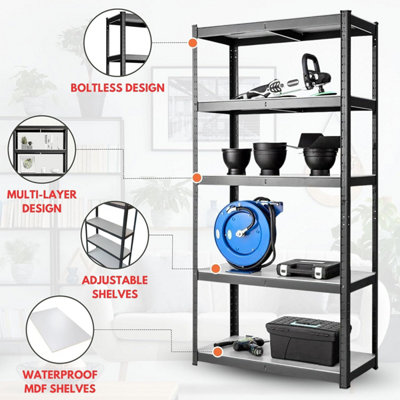 Customizable Garage Shelving Units - Metal Storage Shelves H70.8 x W35.4 x D11.8 in 1 Bay - 5 Tier Waterproof MDF, Boltless Design