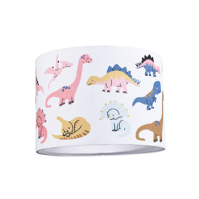 Cute and Fun Childs Colourful Dinosaur Cotton Fabric Lampshade with Inner Lining