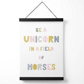 Cute Be a Unicorn Pink Scandi Quote Medium Poster with Black Hanger