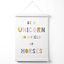 Cute Be a Unicorn Pink Scandi Quote Poster with Hanger / 33cm / White