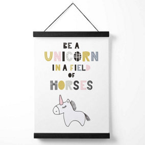 Cute Be a Unicorn Scandi Animal Medium Poster with Black Hanger