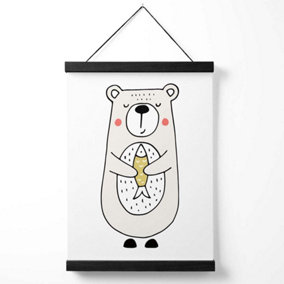 Cute Beige Bear Scandi Animal Medium Poster with Black Hanger