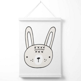 Cute Beige Rabbit Scandi Animal Poster with Hanger / 33cm / White