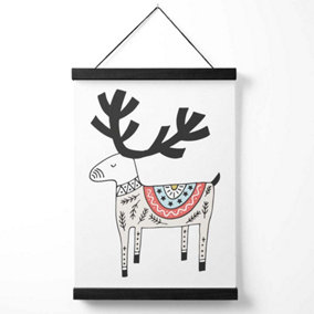 Cute Beige Reindeer Scandi Animal Medium Poster with Black Hanger