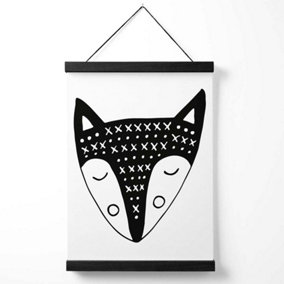 Cute Black Fox Scandi Animal Medium Poster with Black Hanger